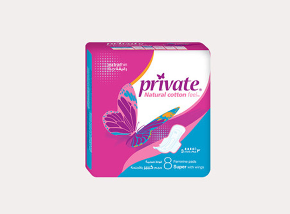 Private Extra Thin Long Sanitary Pads 8 Pcs