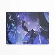Mouse pad with anime-style character design on a white background
