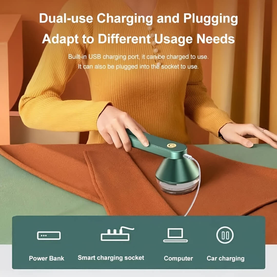 Portable lint remover with USB cable for sweater, dual charging
