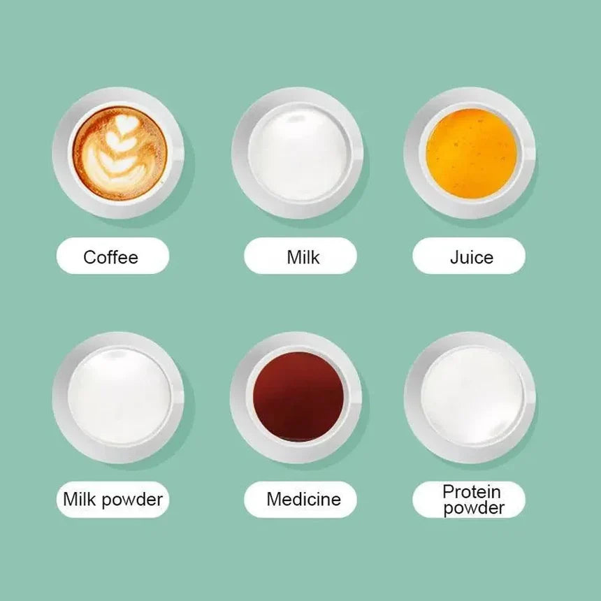 Self-stirring mug for hot chocolate, juices and milk
