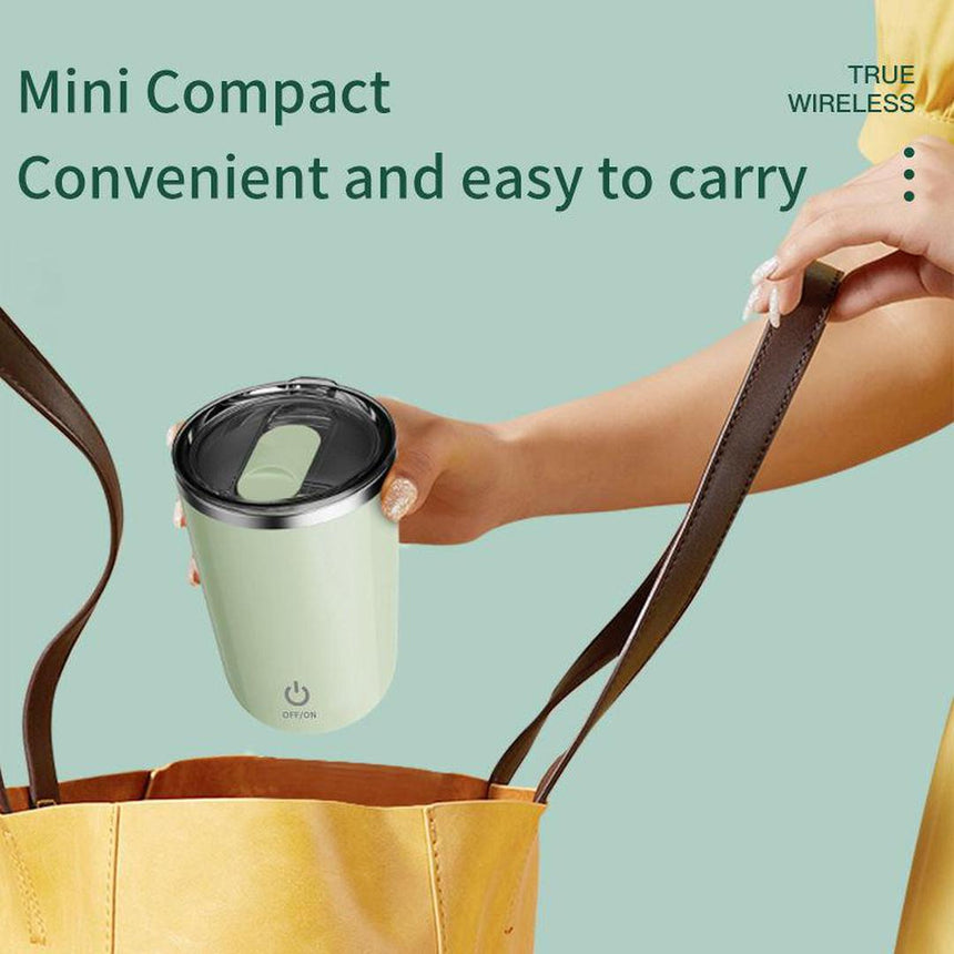 Portable rechargeable automatic mixing cup for hot drinks