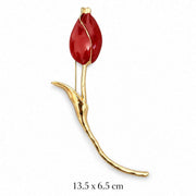 Red Enamel Long-Stem Tulip Brooch Petit Détail Lebanon