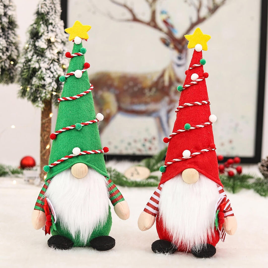 Faceless Christmas gnome decoration with tall tree hat