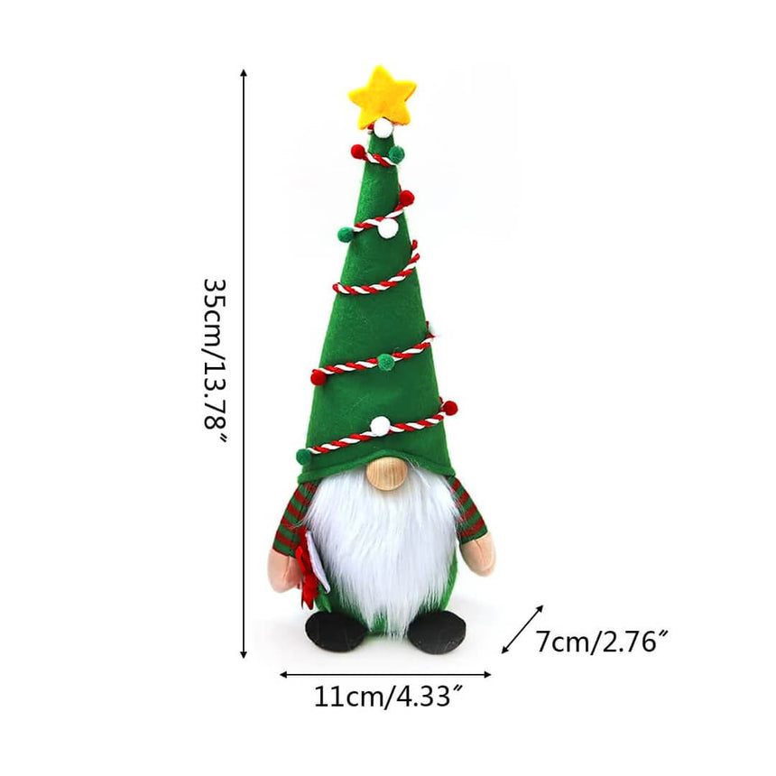 Red Christmas gnome with Christmas tree-style hat
