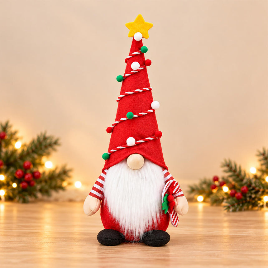 Christmas gnome doll with colorful pom-pom tree hat