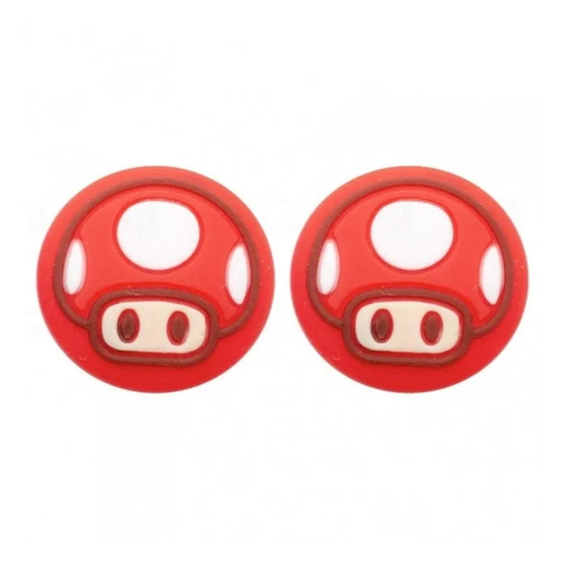Two red mushroom-shaped objects on a white background