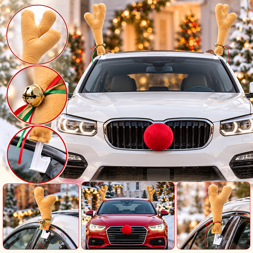 How to install Christmas reindeer antlers and nose on cars