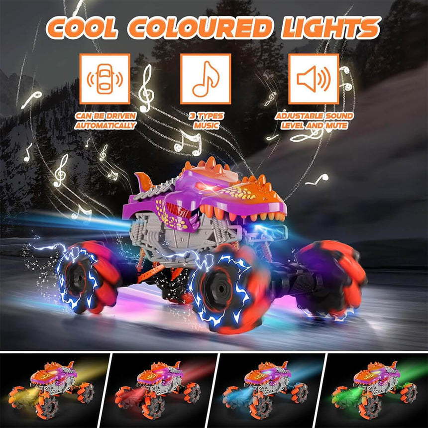 Toy Dino car with colorful lights and adjustable sound