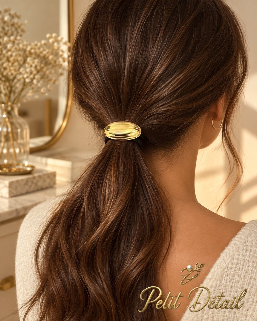 Ribbed Oval Gold-Tone Hair Cuff Petit Détail Lebanon