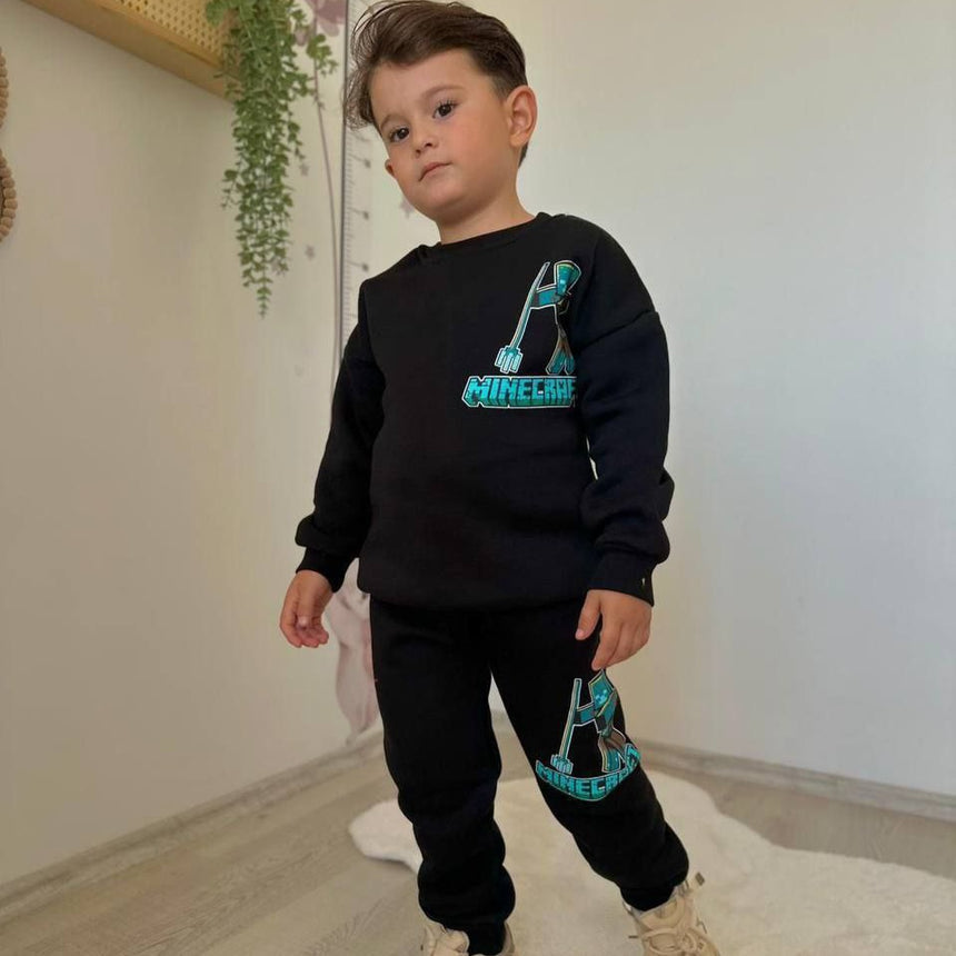 Kids’ Warm Fleece Blue Minecraft Outfit / 3–10Y