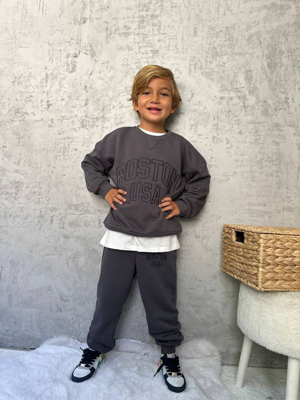 Boys Grey Boston 2-Piece Outfit 5-6y