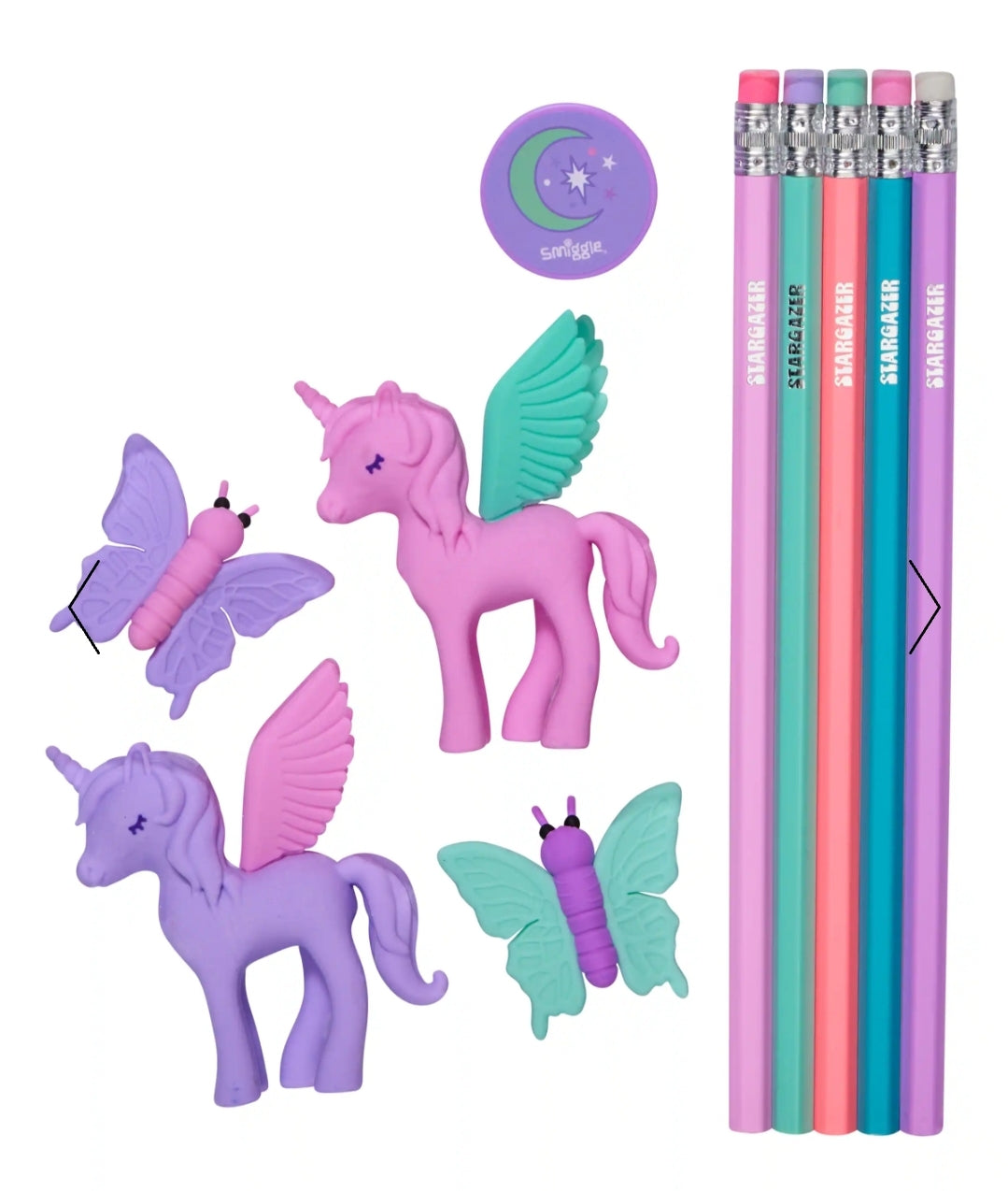 Smiggle Pencil & Eraser Set | Stargazer Unicorn