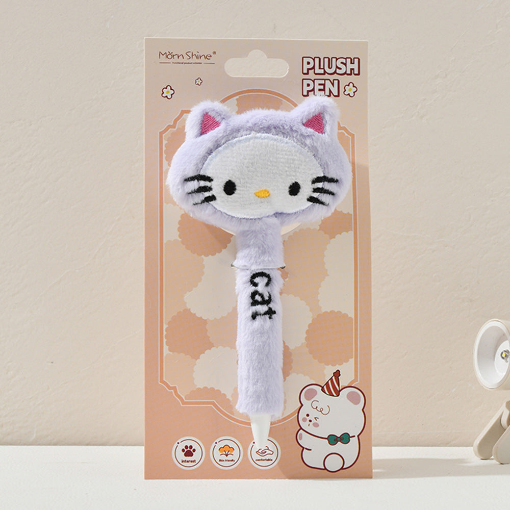 Cartoon Plush Pen Click Black Pen 0.5mm