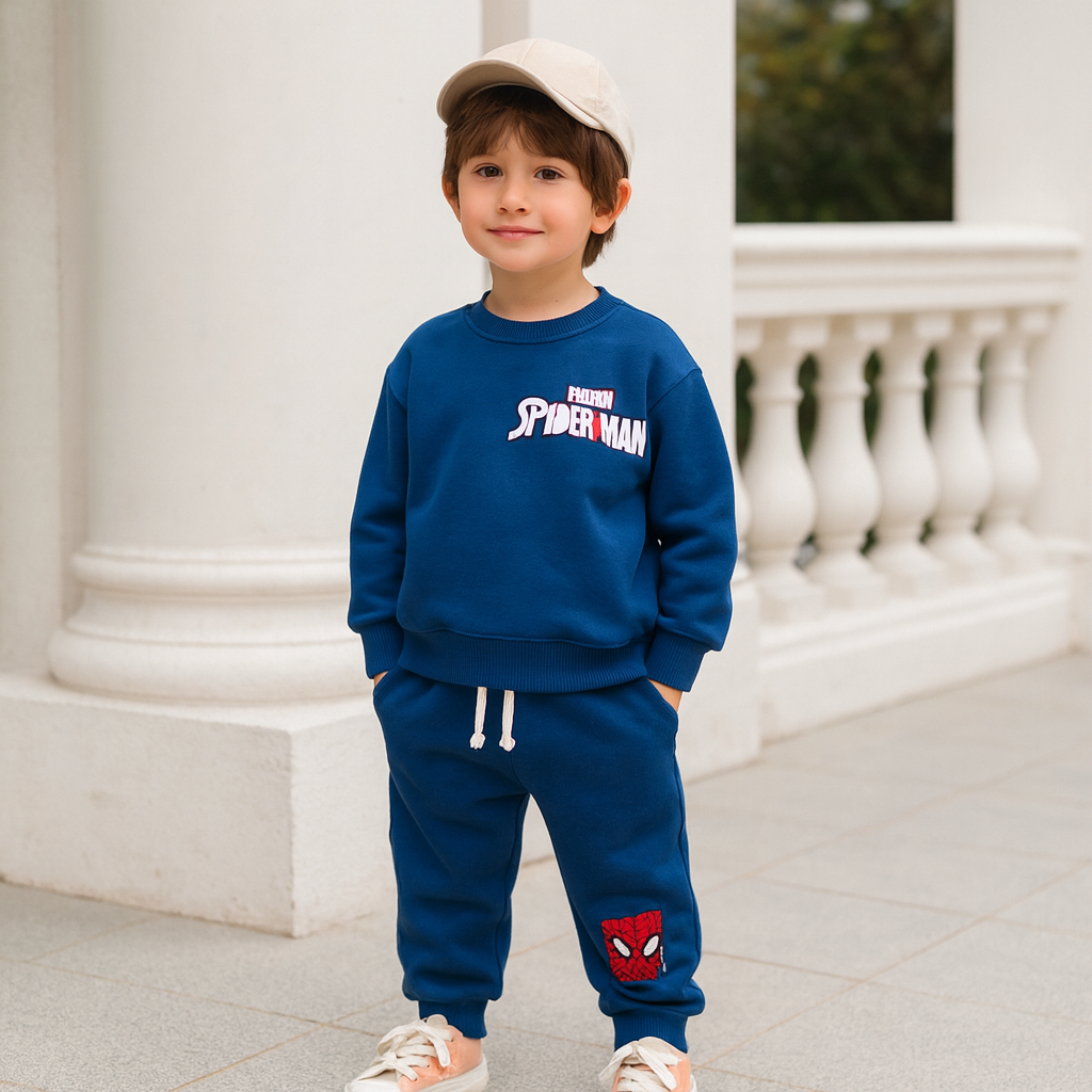 Boys’ 100% Cotton Spider-Man Outfit – Blue / 3–4Y
