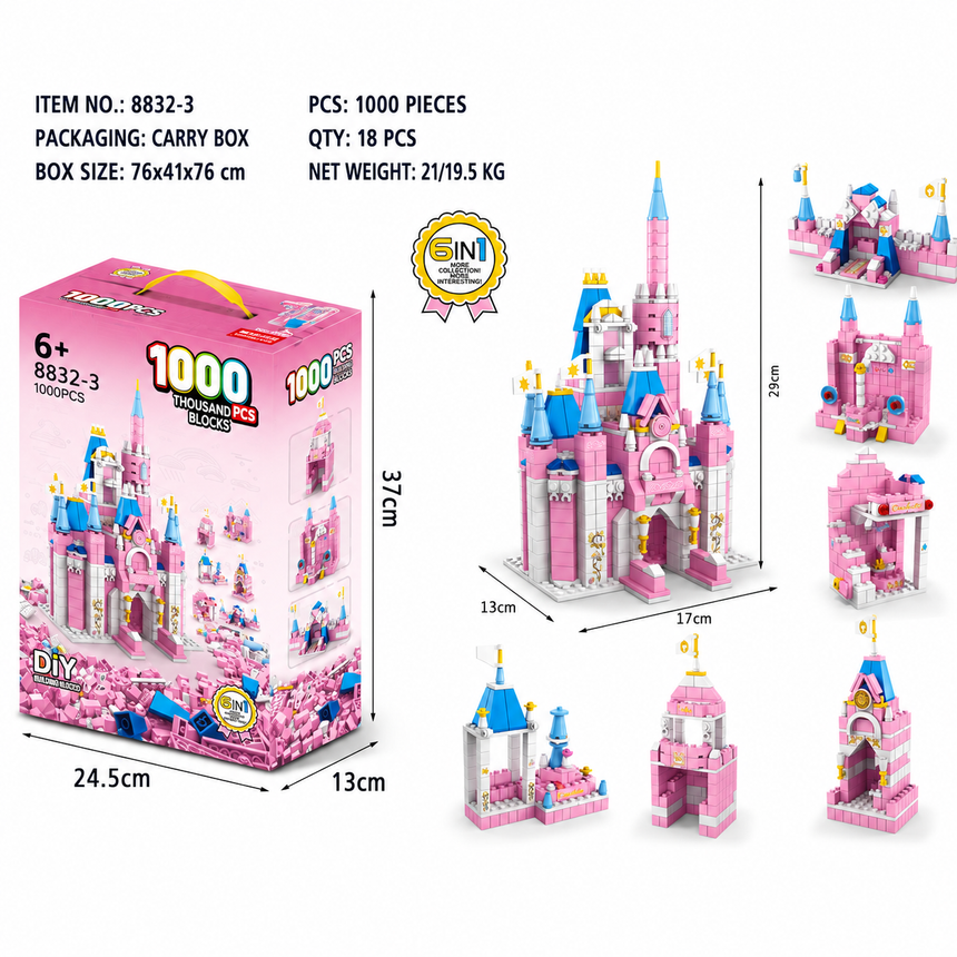 1000 Pcs 6-in-1 Building Blocks Collection Set - 6+