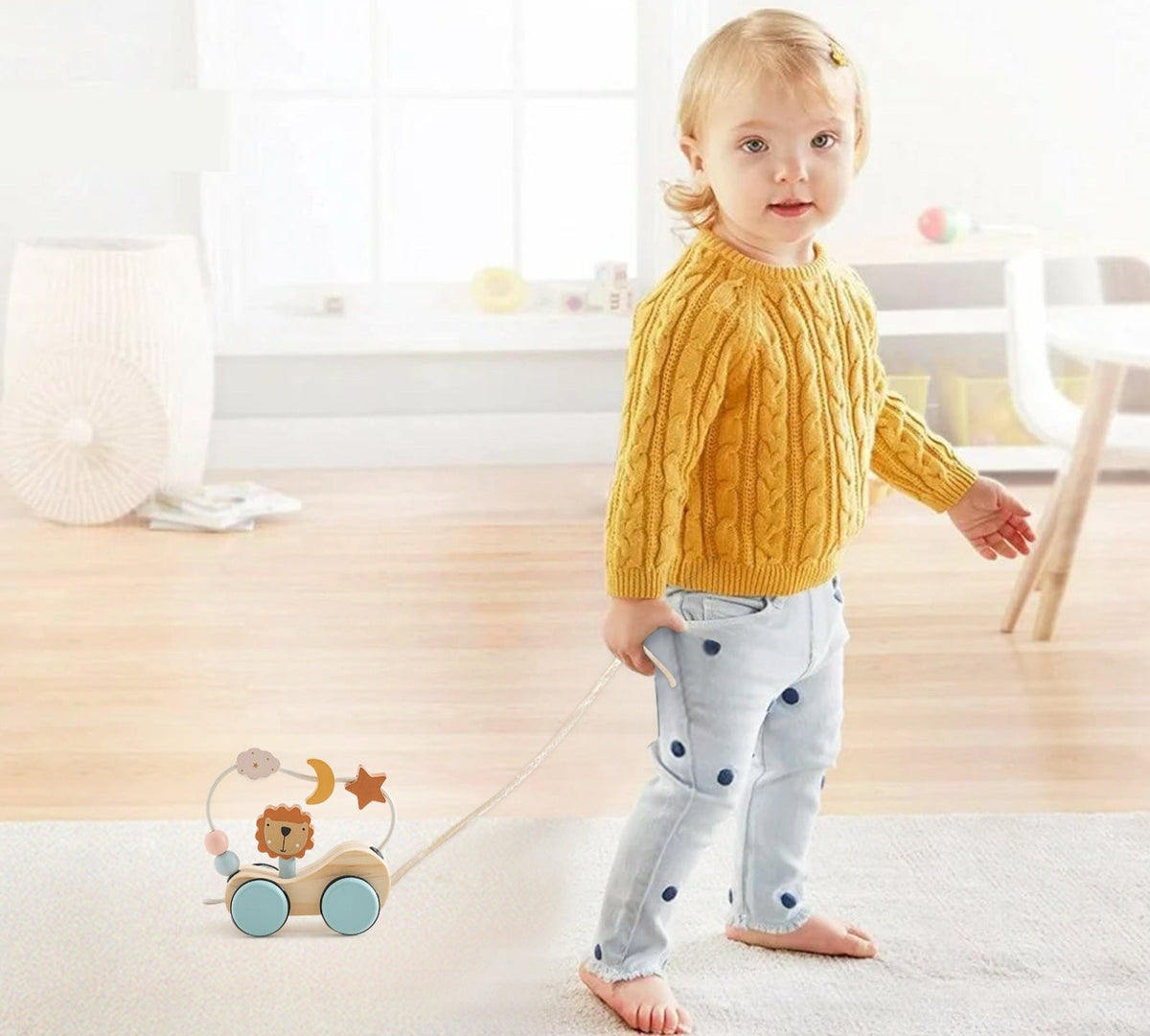 Montessori Wooden Pull Along Train Toy