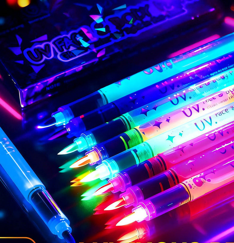 8-Color UV Face & Body Paint Marker Set Neon Blacklight