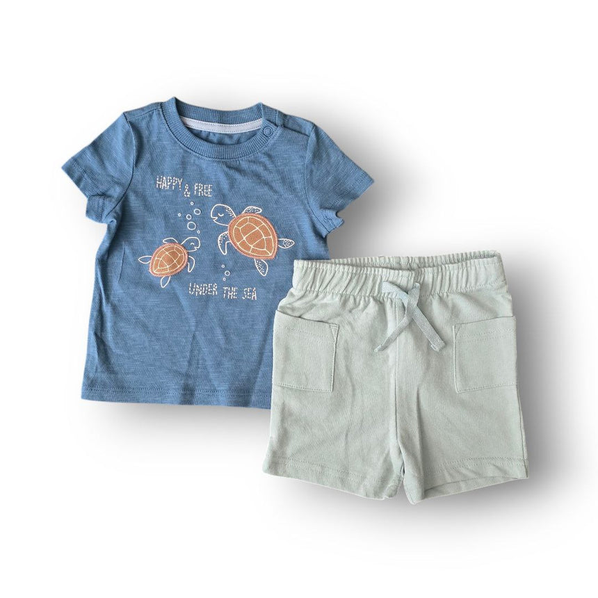 Boys’ Turtle Cotton Outfit Set / 3–6M