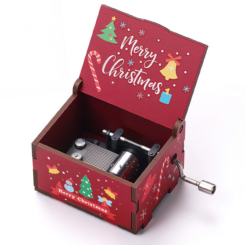Christmas Hand-Crank Music Box 62 x 50 x 40 mm
