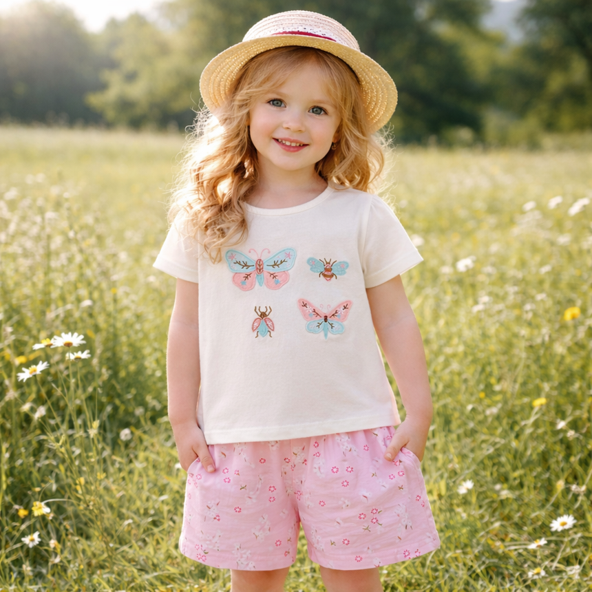 Girls’ Cotton Butterfly Outfit / 3–10Y