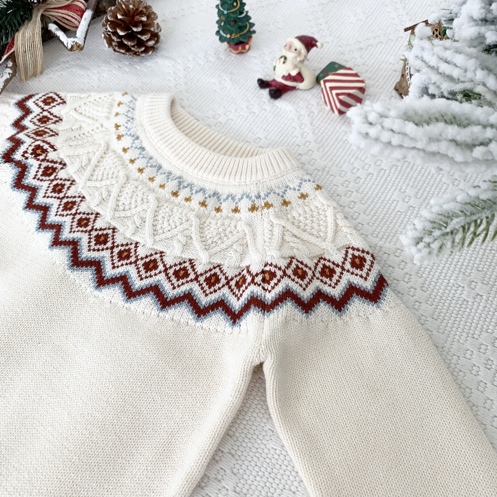Kids Christmas Fair Isle Knit Sweater 3-10Y