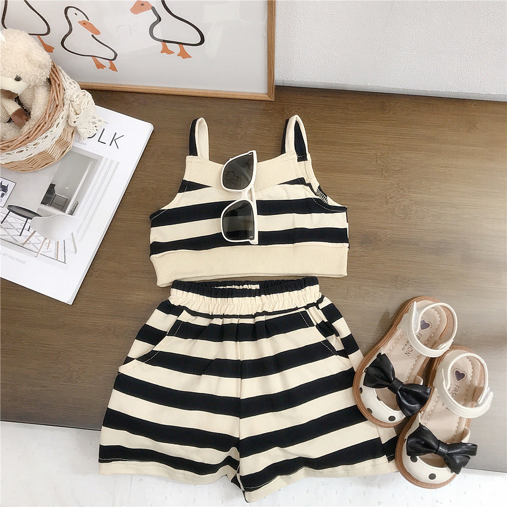 Girls’ Lines Cotton Summer Set / 9–10Y