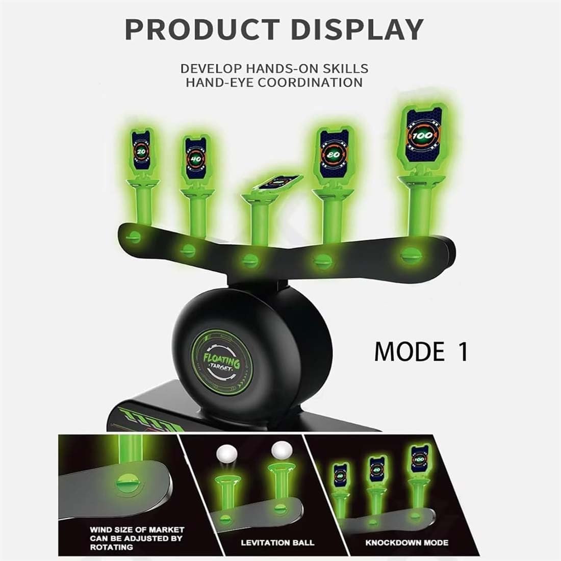 Glow-in-the-Dark Floating Target Shooting Game 2 Blasters 10 Balls