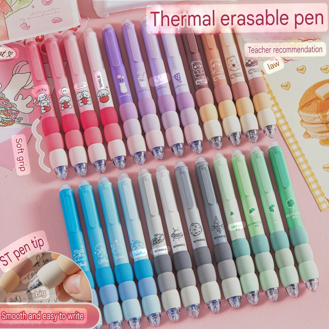 Cartoon Erasable Pen Pack Of 4 Pcs Black Or Blue Ink Press Pen 0.5mm