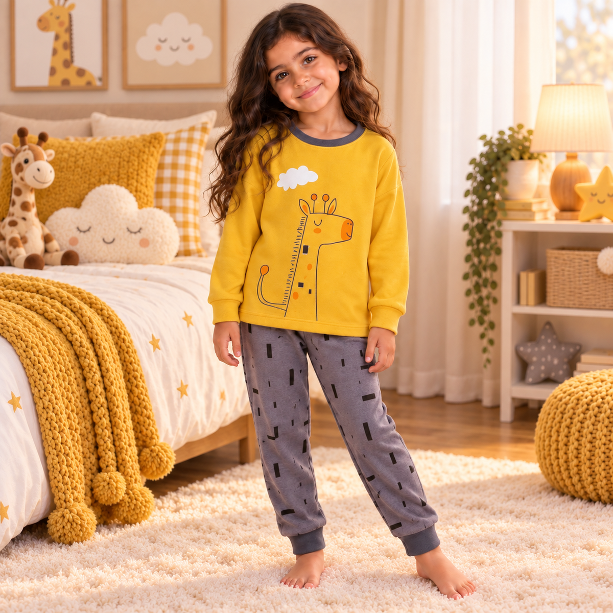 Kids’ 100% Cotton Giraffe Pajama Set | 0–8Y