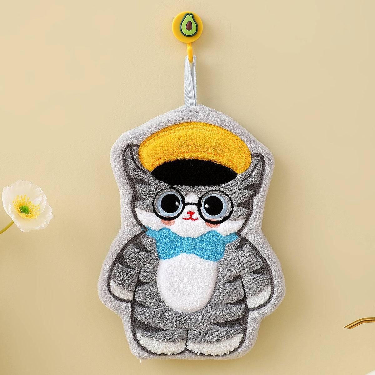 Cute Cat Coral Microfiber Hanging Hand Towel 24x19cm