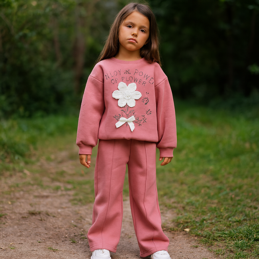 Kids’ Floral Cotton Fleece Outfit Set / 3–10Y