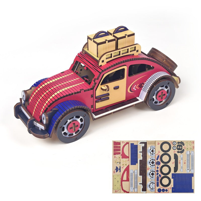 DIY Wooden Vintage Beetle Car 3D Puzzle | 14+