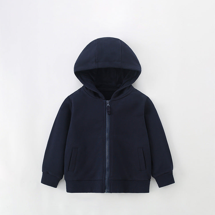 Boys’ Light Cotton Zip Hoodie – Navy | 3–10Y