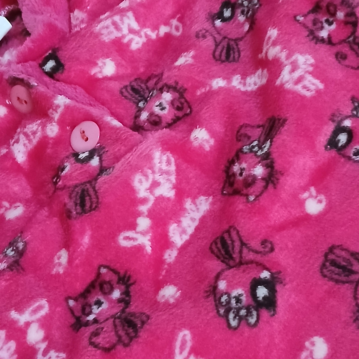 Girls’ Warm Kitty Pajama Set – Fuchsia | 1y