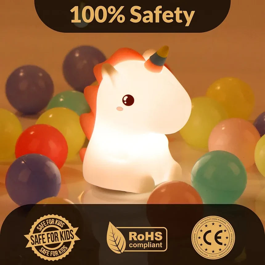 Rainbow Unicorn Silicone LED Night Light USB Rechargeable