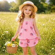 Kids’ Cotton Strawberry Pajama Set | 1–8Y