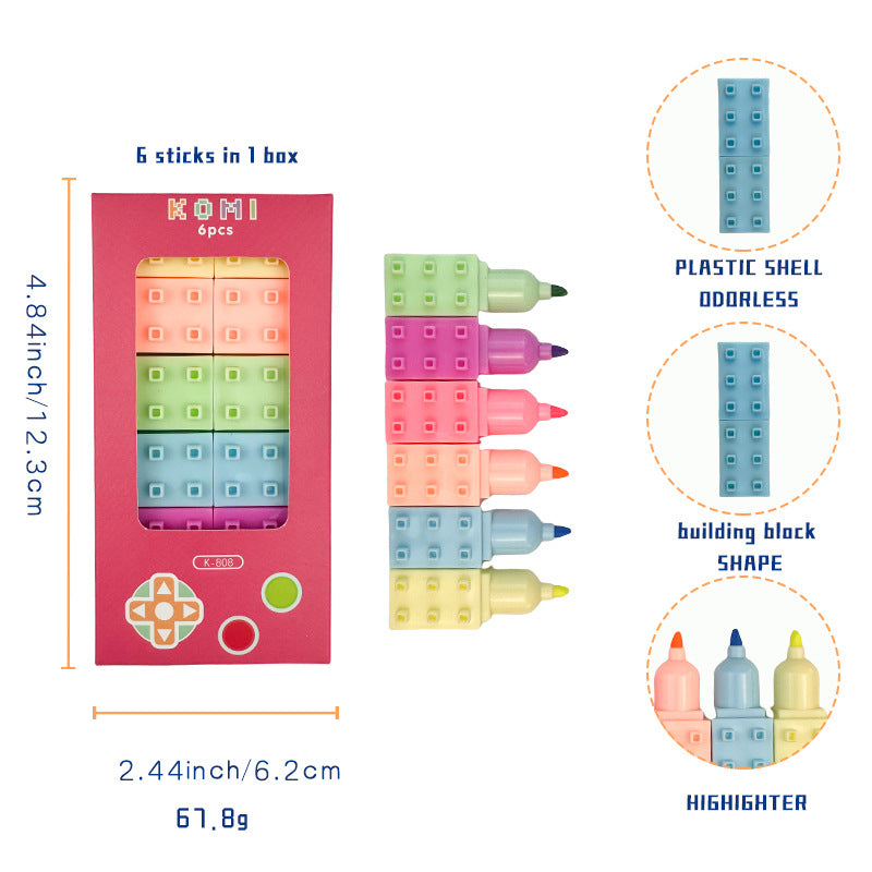 Soododo Puzzle Design Highlighter Pen Set of 6