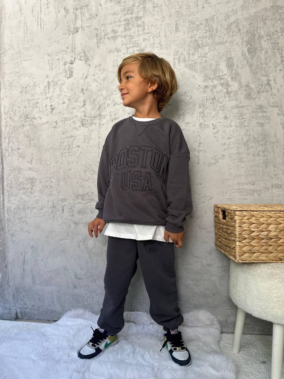 Boys Grey Boston 2-Piece Outfit 5-6y