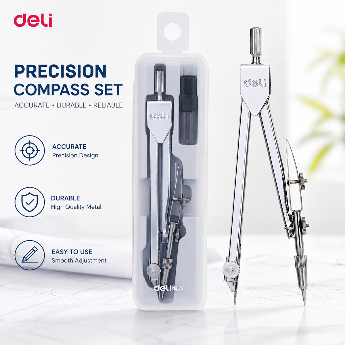 Deli Precision Compass Set for School and Drawing