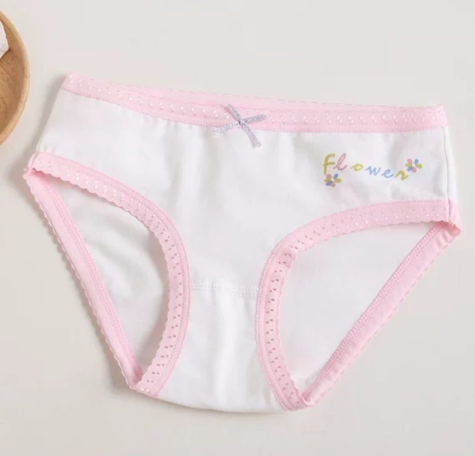Girls Cotton Panties ( 1pc)-Pink Flower | Size 12Y