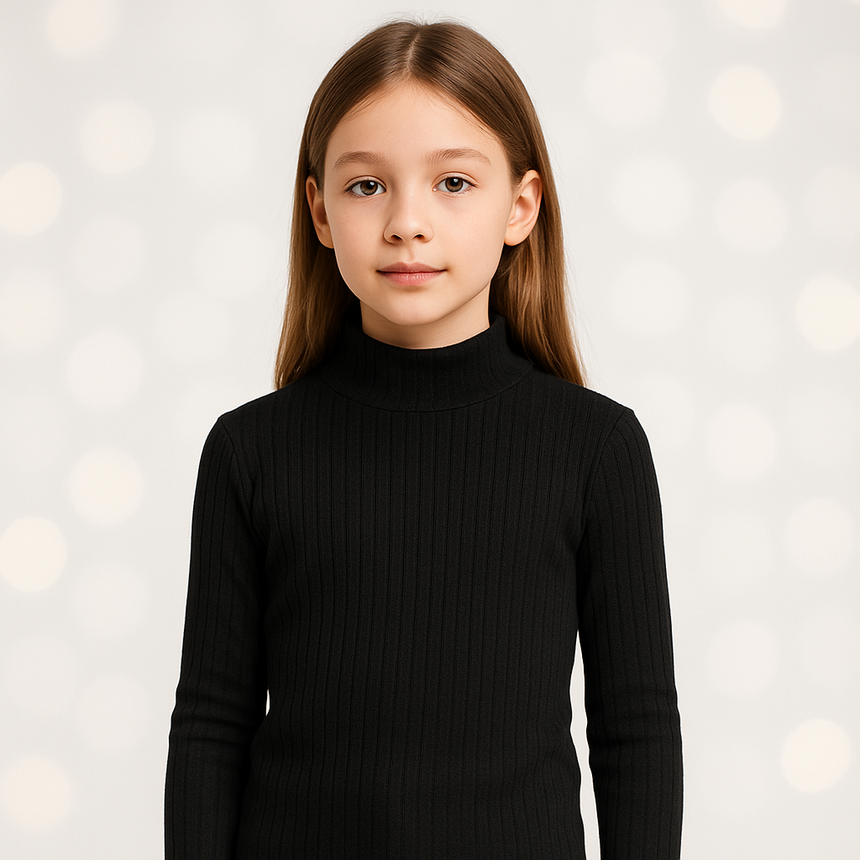 Kids’ Black School Turtleneck | 1–13Y
