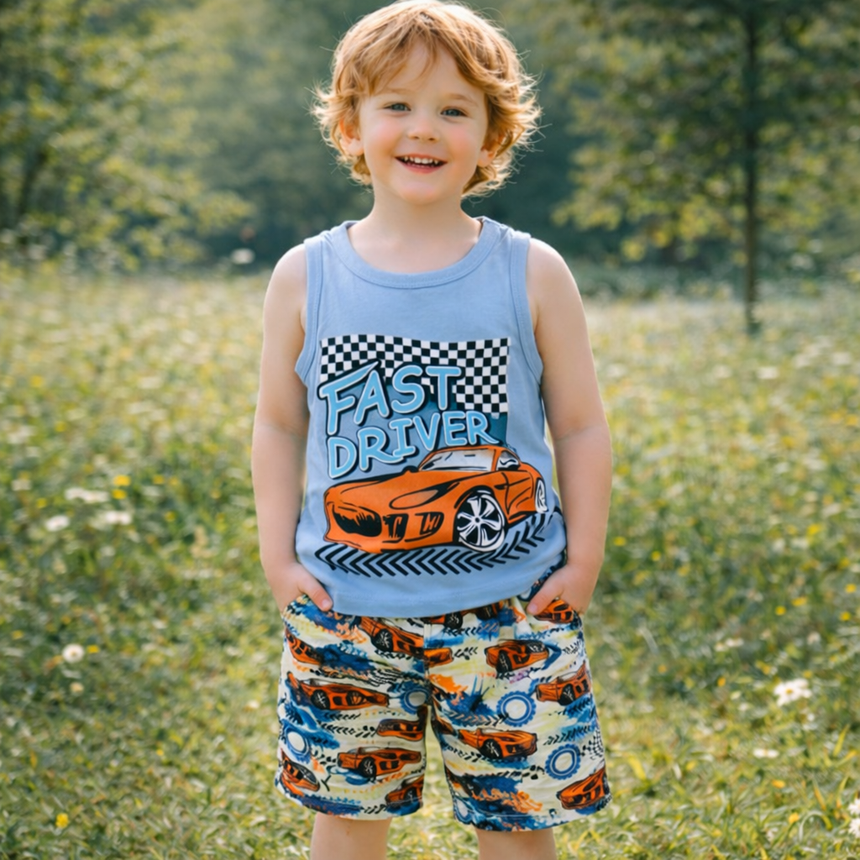 Kids’ Cotton Fast Driver Pajama Set | 1Y