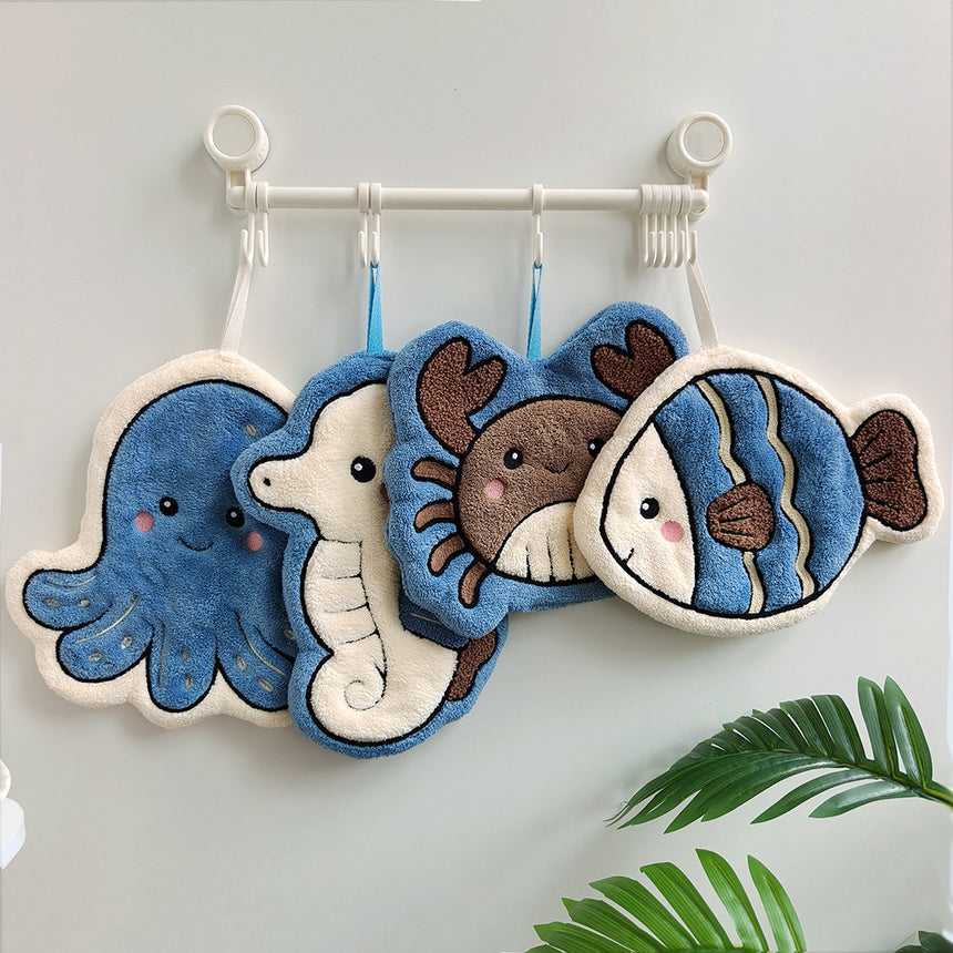 Cute Microfiber Ocean Animal Hanging Hand Towel – 4 Designs