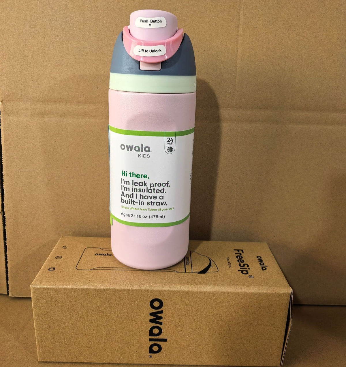 Owala Stainless Steel FreeSip Water Bottle Light Pink
