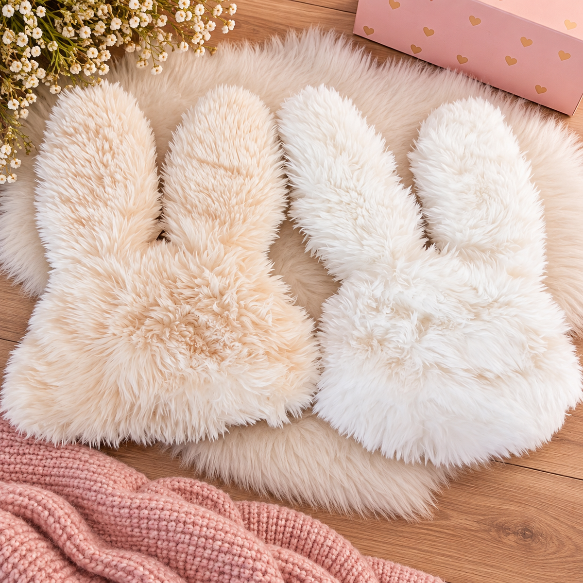 Girls Fluffy Bunny Ears Winter Hat Soft & Cozy