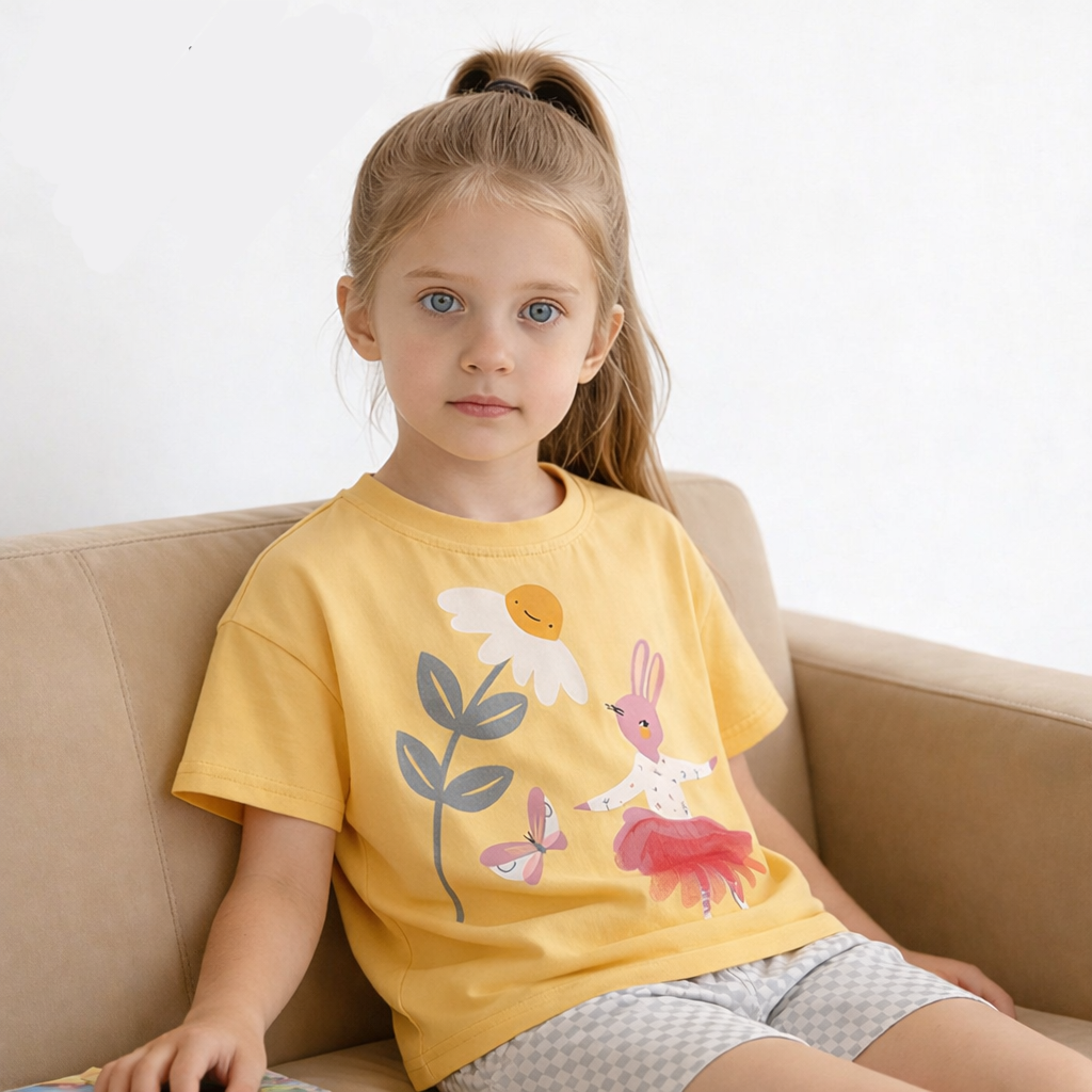 Girls’ Bunny Cotton Summer Outfit Set / 4–10Y
