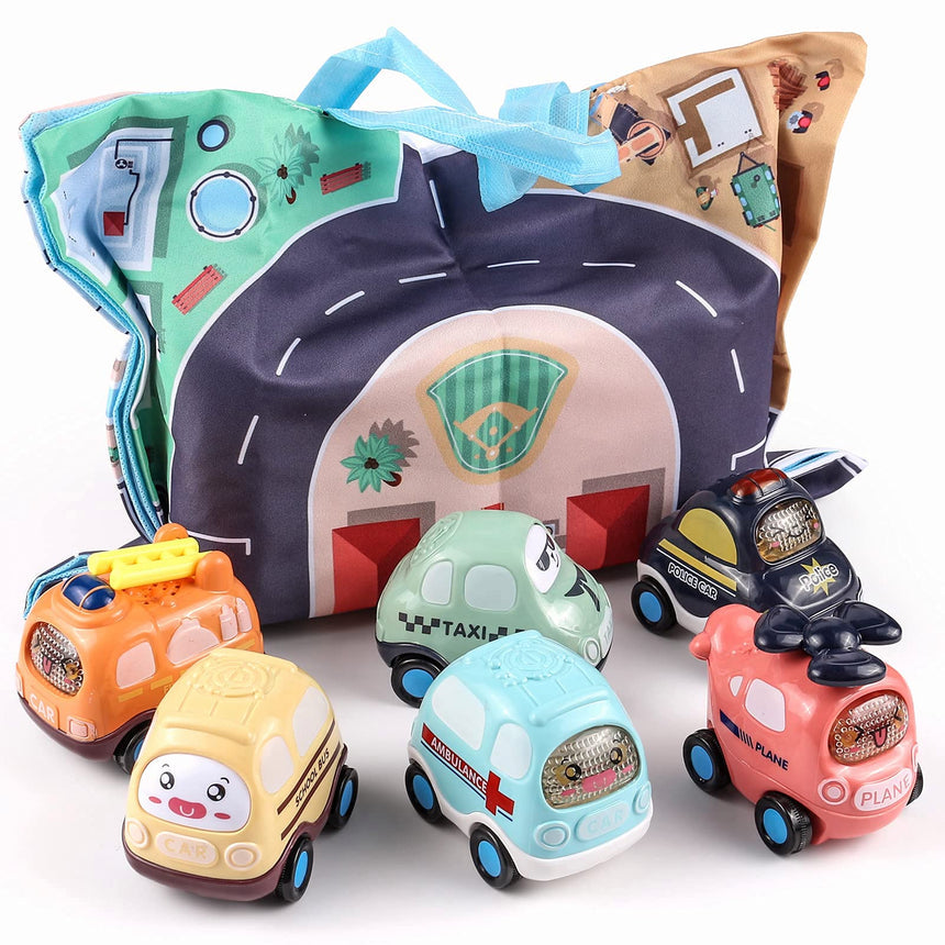 Baby Toy Car Set 6 Cars With Street Mat