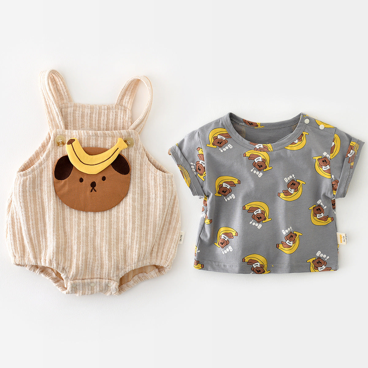 Banana Bear Baby Romper Set - Outfit 2 Pcs | Size 3-24 Months