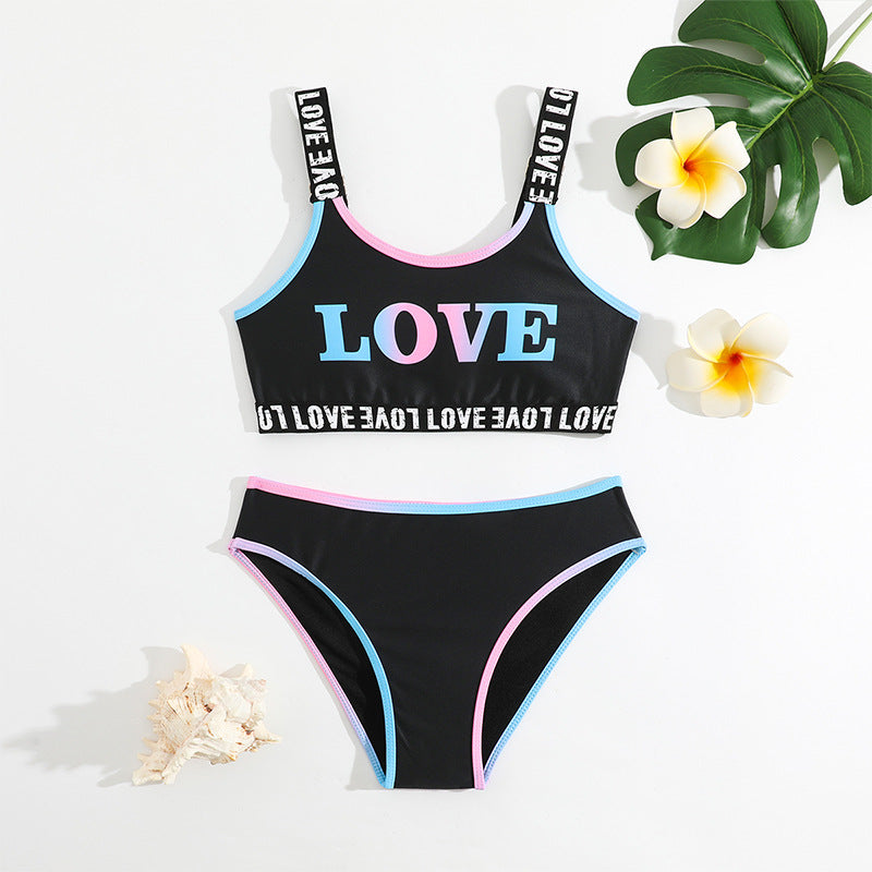 Girls 2pcs Swimwear Set – Love| Size 7–14Y