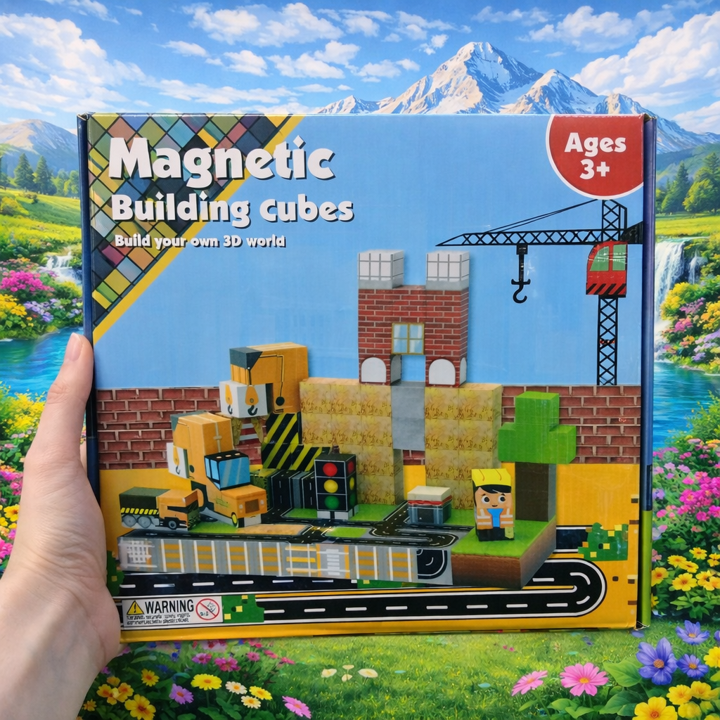 Magnetic Building Cubes Set – 100 Pieces | 3+